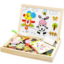 Деревянная многофункциональная детская головоломка с животными для письма магнитная доска для рисования обучающие игрушки для детей подарок 2024 - купить недорого