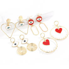 Vintage Pearl red Evi Eye Heart Earring Elegant handmade Weaving round tassel drop Earrings For Women Jewelry Gift Wholesale 2024 - buy cheap