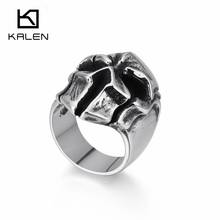 KALEN-anillos de calavera Punk para hombre, de acero inoxidable, tamaño 7-12, color negro dorado, a media pierna, joyería gótica para fiesta 2024 - compra barato