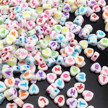 50/100 pcs 7mm White Acrylic Cube Heart Style Letter Alphabet Beads spacer 2024 - buy cheap