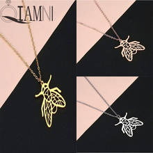 QIAMNI Origami Insect Honey Pendant Necklaces Choker for Women Geometric Flying Animal Chains Fashion Statement Jewelry Gift 2024 - buy cheap