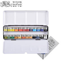 WINSOR & NEWTON-pigmento artístico de acuarela sólida, conjunto de caja de hierro de 12/24 colores, suministros de dibujo artístico de color agua 2024 - compra barato