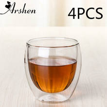 Arshen-Juego de 4 unids/set de vasos transparentes de doble pared para café, té, leche, cerveza, sopa y vino aislado, 80ml 2024 - compra barato