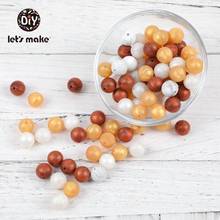 Let's make Silicone Teether Beads DIY Accessories Perle Pearl Gold 40pc 15mm Wholesale Teething Toys Baby Products For Newborns 2024 - buy cheap