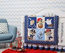 7PCS embroidered Cotton Baby Cot Bedding Set Newborn Cartoon Crib Bed Linen Boy kit de berço (4bumper+duvet+bed cover+bed skirt) 2024 - buy cheap