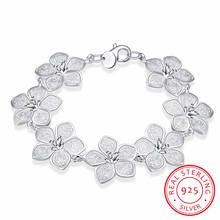 Lekani pulseira feminina de prata esterlina 925, bracelete de ameixa, flor bonita para mulheres, joia fina e clássica de alta qualidade 2024 - compre barato