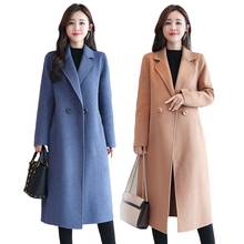 Fall/winter 2021women's Slim Mid-length Casual Temperament New Fashion Slim Woolen Flannel Solid Color Jacket Turn-down Collar 2024 - buy cheap