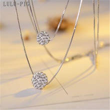 LULU-PIG  Fashion 925 Silver Necklaces Double Layer Crystal Necklace Pendant For Women Japan And Korea Short Style DZ134 2024 - buy cheap