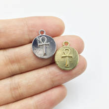 Eruifa colar de pingente de moeda em liga de zinco, 20 peças, 15mm, pulseira brinco, joia diy artesanal 2 cores 2024 - compre barato