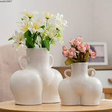 Criativo vaso de cerâmica branco preto rosa bumbum vaso flor abstrata corpo arte artesanato arranjo flor vaso decoração da sala estar 2024 - compre barato