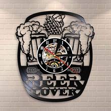 Cheers Alcohol Vinyl Record Wall Clock Brewery Mug Foam Beer Pub Wall Clock  Decorative Wall Watch Beer Lover Wine Drinkers Gift 2024 - buy cheap