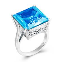 Женское серебряное кольцо с голубым топазом Szjinao, кольцо из стерлингового серебра 925 пробы с квадратным драгоценным камнем в стиле панк, свадебные ювелирные изделия на годовщину 2024 - купить недорого