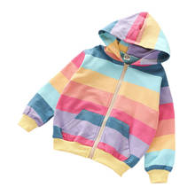 2020 Autumn Baby Girls Outerwear Rainbow Striped Casual Hoodie Zipper Sweatshirt For Kids Coat Outfits Children's Tops 2024 - buy cheap