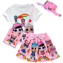LOL Surprise Dolls-traje de falda para niña, camiseta de manga corta, falda, bolsa, conjunto de sombrero, regalos para niña 2024 - compra barato