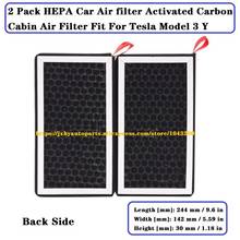 Filtro de ar da cabine de carbono ativado, 2 pacotes, hepa, modelo 3 y 2024 - compre barato