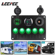 LEEPEE-Panel de interruptor de coche, voltímetro Digital con 5 entradas, LED, doble puerto USB, impermeable, para coche, caravana, yate 2024 - compra barato