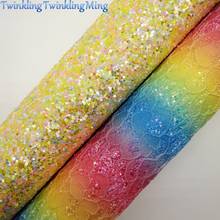 Yellow Glitter Fabric, Rainbow Lace Glitter Fabric Sheets For Bow A4 21x29CM Twinkling Ming XM009L 2024 - compre barato