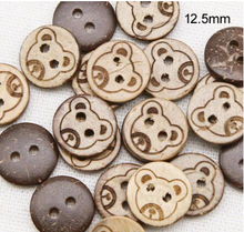 Botones redondos de coco Natural, accesorios de diseño de oso, botón de costura (KK-351), 12,5mm, 50 unids/lote 2024 - compra barato