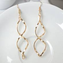 2020 New Simple Spiral Curved Long Drop Earrings for Women Wave Design Charm Female Jewelry Hot Wholesale Party Wedding Earrings 2024 - buy cheap