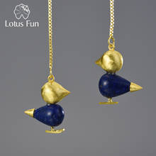Lotus Fun-Pendientes colgantes con diseño simple de pájaro para mujer, joyería fina de piedras preciosas naturales y plata de ley 925 auténtica, oro de 18K 2024 - compra barato