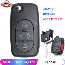 KEYECU 3+1 4 Button 315MHz ID48 Chip 4D0 837 231 M Flip Remote Key for Audi A6 Quattro S6 TT Quattro 4D0837231M HU66 Blade 2024 - buy cheap