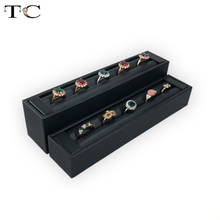 Soft Black PU Leather Ring Organizer Stand Display for Ring Ear Slots Stud Earring Storage Holder Rack Earring Display Case 2024 - buy cheap