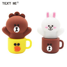 TEXT ME cute cartoon cup bear model usb flash drive usb 2.0 4GB 8GB 16GB 32GB 64GB creative  pendrive 2024 - buy cheap