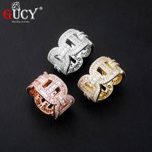 GUCY Fashion Miami Cuban Chain Men's Ring Gold Silver Color Iced Out Full Zircon Hip Hop RING Rock Jewelry For Gift 2024 - buy cheap