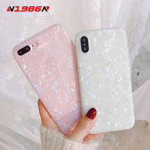 N1986N Phone Case For iPhone 6 6s 7 8 Plus X XR XS Max Glossy Glitter Bling Conch Shell Marble Soft IMD For iPhone XS 11 Pro Max 2024 - buy cheap