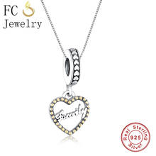 FC Jewelry-Collar de plata de ley 925 para mujer, Gargantilla con colgante, cadena con letras, corazón, amor familiar, estilo europeo 2024 - compra barato