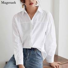 Long Sleeve Loose Casual Bottom Shirt Single Breasted Blouse Women 2020 Korean Autumn Wild White Shirt Cotton Lapel Tops 12657 2024 - buy cheap