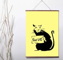 Rat 'You Lie' Yellow Art Canvas poster decoration painting with solid wood hanging scroll 2024 - buy cheap