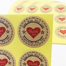 100pcs/pack THANK YOU Heart Round Kraft Stationery Label Seal Sticker Students' DIY Retro Label For Handmade Products 2024 - buy cheap