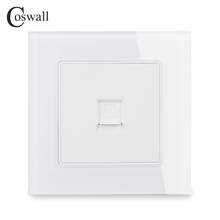 COSWALL Crystal Tempered Glass Panel Wall Socket 1 Gang RJ45 CAT5E Internet Computer Data Connector C1 Series 2024 - buy cheap