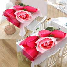 New Rose Flower Tablecloth 3D Oxford Fabric Square/Rectangular Dust-proof Table Cover For Party Home Decor TV Covers 2024 - buy cheap