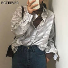 BGTEEVER Stylish Striped Women Blouses Shirts One Pocket Female Shirts Tops Elegant Lapel Long-sleeve blusas mujer de moda 2020 2024 - buy cheap