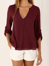 New Women Blouse Long Sleeve  Loose Chiffon V-Neck Blusa Feminina Button Spring Summer Tops Office Shirt 2024 - buy cheap