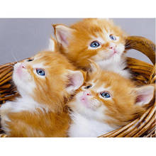 Diamond Embroidery Orange Cats Picture of Rhinestone 5D Full Square Drill Diamond Painting cute kitten Handmade Craft kids gift 2024 - buy cheap