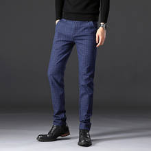 Calça lisa masculina de algodão e alta qualidade, calça social casual clássica masculina, comprimento médio, primavera, 2020 2024 - compre barato