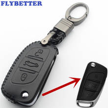 FLYBETTER-funda de llave de control remoto abatible para coche, cubierta de cuero genuino de 3 botones para Citroen DS4S/DS5/DS6/C4/C5 para Peugeot 408/3008/607 L384 2024 - compra barato