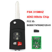 Folding Flip 3+1/4 Button Remote Key FSK 315MHZ 4D63 80Bit Chip FCC ID: BGBX1T478SKE125-01 For Mazda 3 6 MX-5 Miata Uncut Blade 2024 - buy cheap