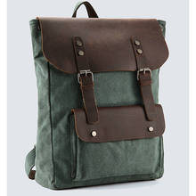 Кожаный холщовый рюкзак в стиле милитари, школьный ранец для женщин, сумки для девочек-подростков 2024 - купить недорого