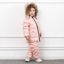 2020 winter jacket coat +pants 2 pcs/sets children baby girl boy clothing kids clothes  outerwear real fur snow suit outfit 2024 - buy cheap