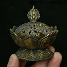 Old China Buddhism Bronze Lotus Flower Incense Burner Censer Incensory Thurible Home Accessories Home Decor Collection Ornaments 2024 - buy cheap