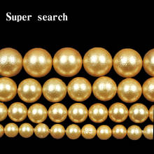 Cuentas de color amarillo oscuro con perlas de concha mate Natural, cuentas redondas sueltas hechas a mano con medio agujero para collar, fabricación de joyas DIY, 6, 8, 10 y 12 mm 2024 - compra barato