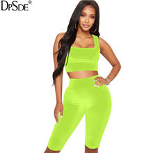 DPSDE women 2020 new sexy movement style sets sleeveless vest type short top elastic short pants pure color two piece sets 2024 - buy cheap