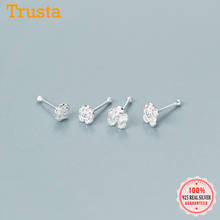 TrustDavis-pendientes de tuerca con forma de flor para mujer y niña, 100% sólida, 925, regalo DA114 2024 - compra barato