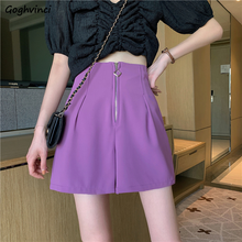 Shorts Women High Waist Solid Simple All-match Folds Zipper Ulzzang Streetwear Leisure Cool Elegant Office Lady Lovely Wide Leg 2024 - buy cheap