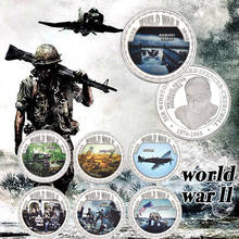 Silver World War II Military Challenge Coins Airplane Tank Commemorative Coin Collection Army Medal Souvenir Gifts for Veteran 2024 - buy cheap