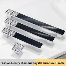 96 128 160 192mm modern fashion luxury K9 Crystal wardrobe wine cabinet door handle chrome diamond kitchen cabinet  drawer knob 2024 - купить недорого